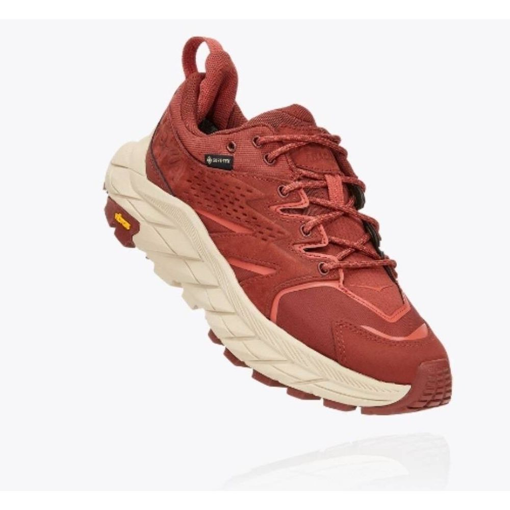 Hoka Woman Anacapa Low GTX Hiking Shoes: Cherry Mahogany / Hot Sauce 7.5 B